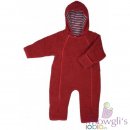 Baby-Overall Wollvlies mit Kapuze & Klappb�ndchen beere