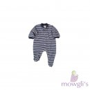Baby Schlafanzug m.Fu� blau-geringelt