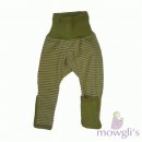 Babyhose aus Wolle/Seide mit Kratzschutz gr�n geringelt