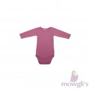 Body langarm Feinripp pink-grau gestreift