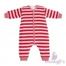 Overall ohne Fu� Frottee rosa/rot gestreift