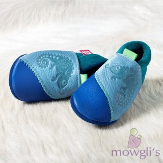 Chamäleon babyblue/california Pololo Lederpuschen