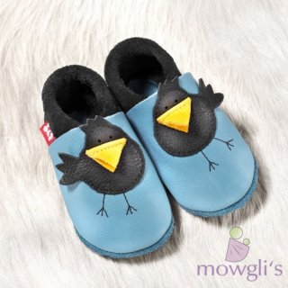 Rabe Karl babyblue/nero Pololo Lederpuschen