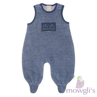 Strampler Frottee ringel indigo/sky