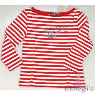 U-Boot-Shirt langarm Ringel weiß/tomate