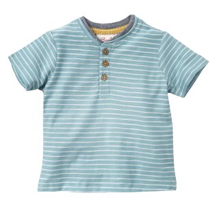 PeopleWearOrganic Baby-T-Shirt Henley t&uuml;rkis geringelt