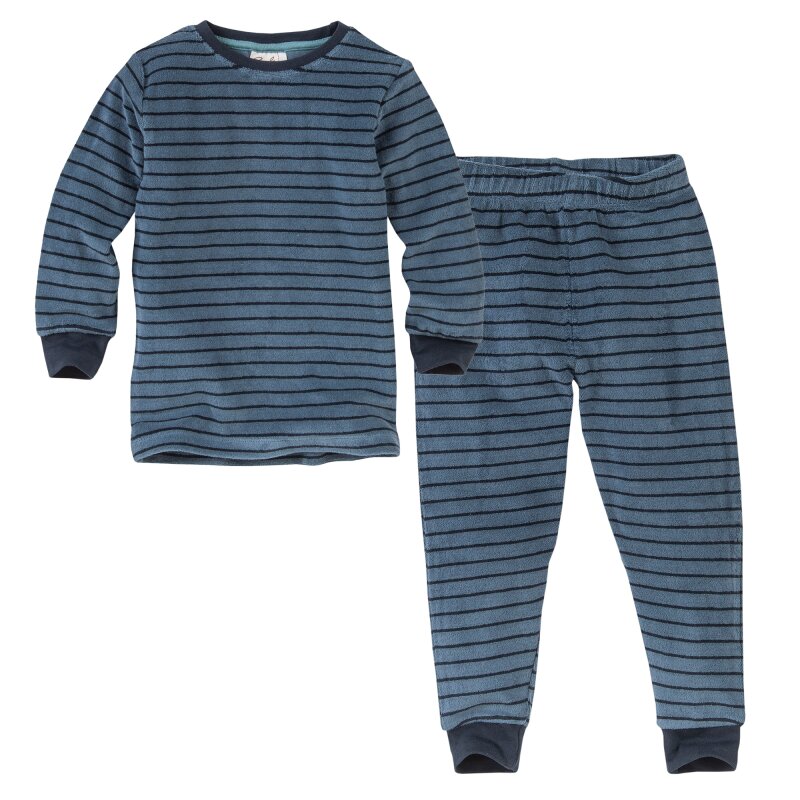 N, - PeopleWearOrganic € 34,95 Frottee geringelt Mowglis blau - Kinder-Pyjamal