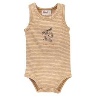 PeopleWearOrganic Ärmelloser Baby-Body honiggelb geringelt