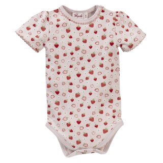 PeopleWearOrganic Baby-Kurzarmbody hellrose mit Print "Erdbeeren"