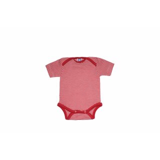 Cosilana Baby-Body kurzarm Wolle/Seide rot geringelt 98/104