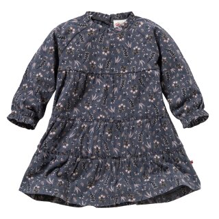 PeopleWearOrganic Langarm-Kleid GOTS Blätter schiefergrau