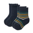 PeopleWearOrganic Frottee-Socken GOTS 2er-Pack blau/Ringel