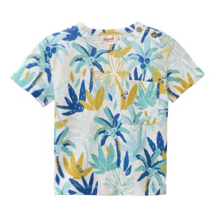 PeopleWearOrganic Kurzarm-Shirt GOTS "Palmen" türkis