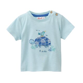 PeopleWearOrganic Kurzarm-Shirt GOTS "Lets be friends" aqua