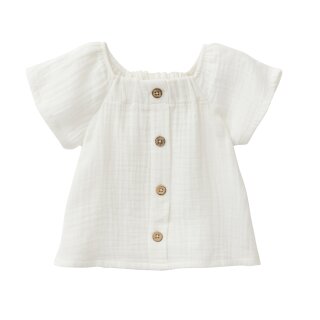 PeopleWearOrganic Musselin-Kurzarmbluse GOTS weiß