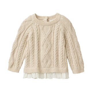PeopleWearOrganic Strick-Pullover mit Zopfmuster beige GOTS
