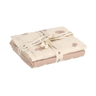 LÄSSIG Swaddle & Burp Mulltücher 3er Set - M (60x60cm) - Tiny Team Organic