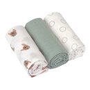 LÄSSIG Swaddle & Burp Mulltücher 3er Set - M (60x60cm) - Tiny Team Organic