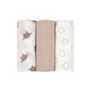 LÄSSIG Swaddle & Burp Mulltücher 3er Set - M (60x60cm) - Tiny Team Organic
