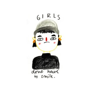 Slinga Illustration Postkarte Din A6 "Girls dont have to smile"