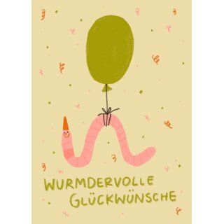 Slinga Illustration Postkarte Din A6 "Wurmdervoll"