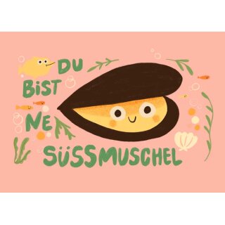 Slinga Illustration Postkarte Din A6 "Süssmuschel"