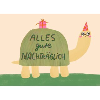 Slinga Illustration Postkarte Din A6 "Alles Gute nachträglich"